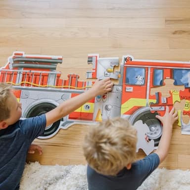 Melissa & Doug Fire Truck Jumbo Jigsaw Floor Puzzle (24 pcs, 4 feet Long) - FSC Certified - Image 2