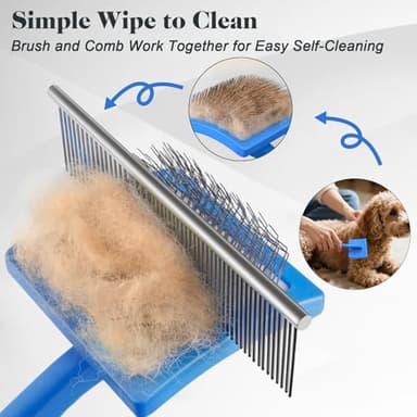 2PCS Slicker Brush for Dogs & Pet Comb,Professional Dog Grooming Brush (Goldendoodles,Poodles,Labradoodles) with Extra Long Pins to Effectively Remove Tangles, Knots and Mats (Blue Large) - Image 5