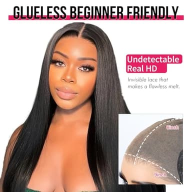 ISEE HAIR M-Cap Straight Wear Go Glueless Wig Human Hair Pre Plucked Pre Cut 9x6 HD Lace Pre Bleached Tiny Knots Human Hair Wigs For Women 26 Inch - Image 9