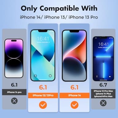 UNBREAKcable 2-Pack Screen Protector for iPhone 14/13/13 Pro Double Shatterproof Tempered Glass [Easy Installation Frame] [9H Hardness] [99.99% HD] [Bubble Free] for Apple 13 Pro/13/14 6.1 inch - Image 2