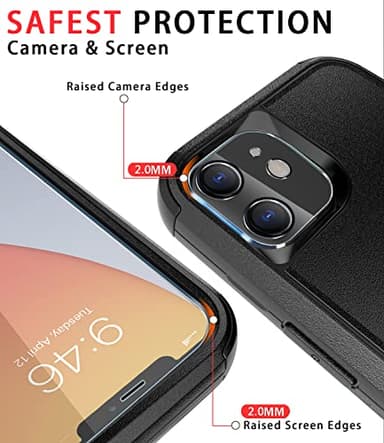 Diverbox for iPhone 11 Case [Shockproof] [Dropproof] [Tempered Glass Screen Protector],Heavy Duty Protection Phone Case Cover for Apple iPhone 11 (Black-3in1) - Image 3