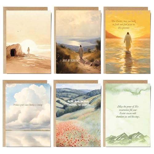 Frame‑Ready Easter Art Cards (Flat, Not Folded) – 5 x 7 Empty Tomb Christian Print – Single‑Sided, Blank Back for Message – Envelopes Included – Religious Easter Décor & Gift – Set of 6 - Image 1