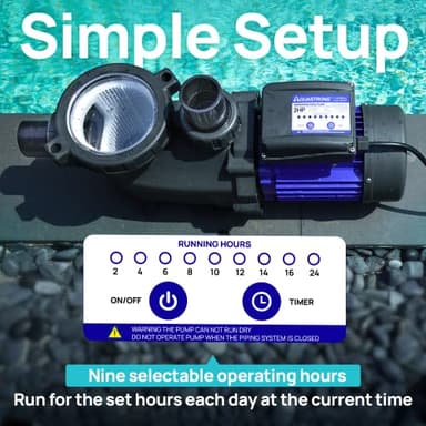 AQUASTRONG In/Above Ground Pool Pump, High Flow (with Timer, 2HP, 8917 GPH, 115V) - Image 4