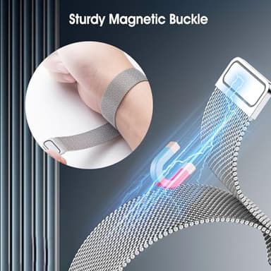 Metal Magnetic Watch band for Galaxy Watch Ultra 47mm(2025/2024), Stainless Steel Mesh Adjustable Watch band for Men and Women, Silver - Image 3