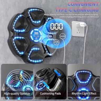 Music Boxing Machine with Bluetooth&LED Display, 9 Speeds & 11 Models, Interactive Wall-Mounted Music Punching Machine for Adults&Kids,Boxing Machine Suitable for Indoor Workouts,Home,Gym - Image 3