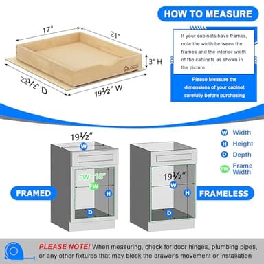 WelFurGeer Soft Close Pull Out Drawers for Cabinets, 17" W x 22" D Pull Out Cabinet Drawer with Heavy Duty Slides, Pull Out Cabinet Organizer, Cabinet Pull Out Shelves, Pull-Out Home Organizers - Image 3