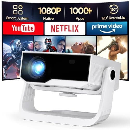 Wielio Projector with WiFi and Bluetooth, 1000+ Apps Installed, Electronic Focus & Auto Keystone, Low Fan Noise, Zoom, Native 1080P 4K Support Portable Mini Video Projector Outdoor Indoor