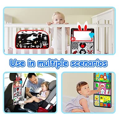 Inbeby Tummy Time/Baby Mirror Toys, Black and White High Contrast Tabletop Mount Baby Newborn Toys 0 3 6 Months Brain Development, Sensory Texture Piano Infant Toys 0 3 6 Months with Squeaker - Image 5