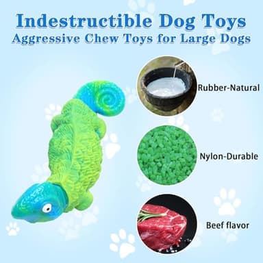 Ankinghor Durable Dog Toys for Aggressive Chewers, Indestructible Dog Toys for Large Dogs, Tough Chew Toys for Small Medium Large Breed to Keep Them Busy (Strong Beef Flavored Lizard) - Image 3