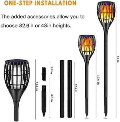 Solar Lights Outdoor 99 LED Higher & Larger Flickering Flame Solar Torch Light 43" Waterproof Outdoor Lighting Solar Powered Pathway Lights Christmas Decorations for Garden Patio Yard (Vertical bar) - Image 3