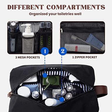 Vorspack Toiletry Bag for Men - Water Resistant Travel Bag for Toiletries, Accessories, Travel Essentials, Gifts - Black - Image 3