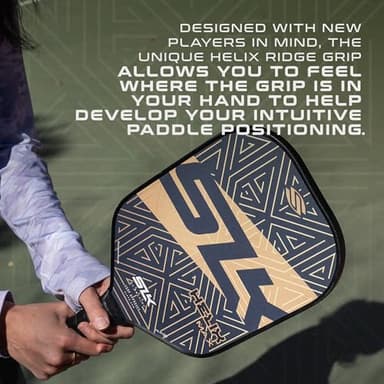 SLK Helix Pro Pickleball Paddle | Carbon Fiber & Fiberglass Hybrid Face | Thermoformed Carbon Fiber Core | Unmatched Control | Gold Maze - Image 7
