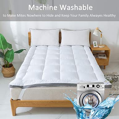 SUFUEE Mattress Topper Queen & Mattress Pad Protector - Quality Plush Luxury Down Alternative Pillow Top - 2inch Extra Thick Mattress Cover(60"x80") - Image 7