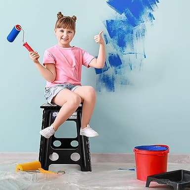 Delxo 17.5 Inch Folding Step Stool,Foldable Stool for Adults with Safety Lock,Portable Collapsible Plastic Step Stool,Non Slip Folding Stools for Kitchen Bathroom Bedroom Up to 400LBS,(Black 1PC) - Image 7