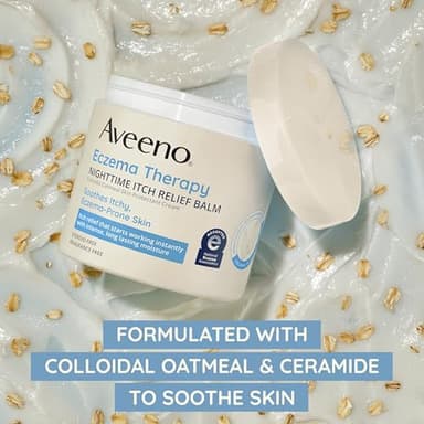 Aveeno Eczema Therapy Nighttime Itch Relief Balm, Eczema Cream for Body, Moisturizing Colloidal Oatmeal & Ceramide Formula, Fragrance Free, Soothing Dry Itchy Skin, 11 fl oz - Image 2