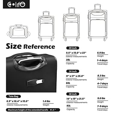 Coolife Luggage 4 Piece Set Suitcase Spinner TSA Lock Softshell lightweight (blue+sliver) - Image 7