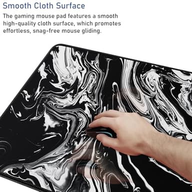 Large Extended Gaming Mouse Pad with Stitched Edges, Durable Non-Slip Natural Rubber Base, Waterproof Computer Keyboard Pad Mat for Esports Pros/Gamer/Desktop/Office/Home - Black White - Image 5