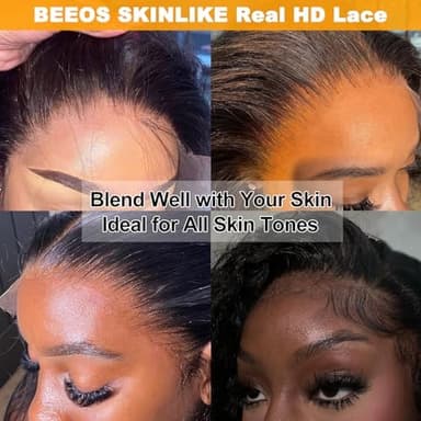 BEEOS 250% Density 13x4 SKINLIKE Real HD Lace Frontal Wig, Curly 0.10mm Ultra-thin Invisible Lace Pre-Plucked Bleached Knots Human Hair 30 Inch - Image 5