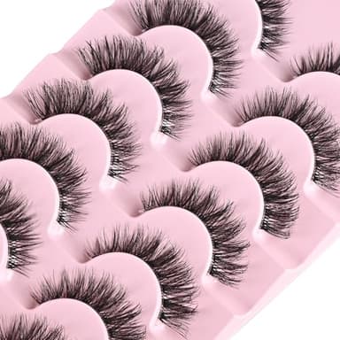 FARRED Cat Eye Lashes Natural Eyelashes Short Wispy Lash Strips Volume False Eyelash Cateye Medium Length Fake Lashes Natural Looking Hybrid Clusters Full Strip Lashes (A1 | 8-14MM) - Image 5