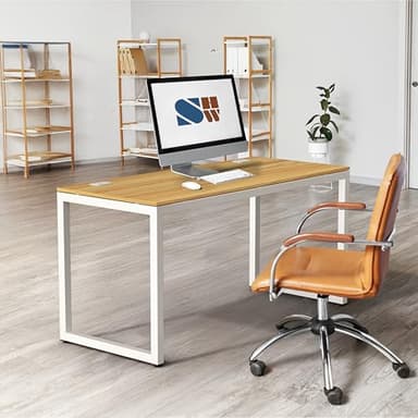 SHW 55-Inch Commercial-Grade Office Computer Desk, Oak - Image 2