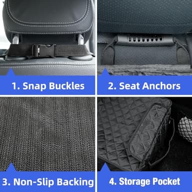 PETICON Front Seat Cover 2 Pack, Full Protection Dog Car Seat Cover with Side Flaps, Nonslip Scratchproof Captain Chair Seat Cover Fits for Cars, Trucks, SUVs, Jeep, Black - Image 7