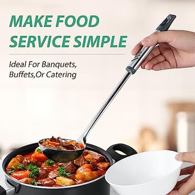 Lebabo Soup Ladle, 13.9 inch Large Ladles Serving Spoons, 4 oz Stainless Steel Ladle with Heat-proof Handle, Comfortable Grip Design, Durable Construction, Silver - Image 4