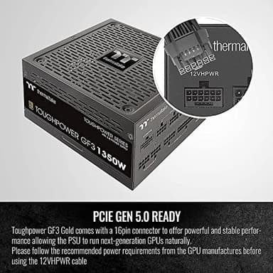 Thermaltake Toughpower GF3 1350W, True 600W 12VHPWR Connectors on PSU & NVIDIA RTX 40 series, ATX 3.0/PCI-E 5.0 Ready, 80+ Gold, SLI/Crossfire Ready Power Supply, PS-TPD-1350FNFAGU-4, 10 Year Warranty - Image 3