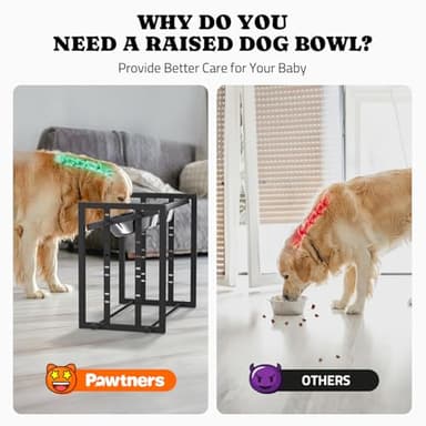 Elevated Metal Dog Bowls for Medium Breed: 4 Height-Adjustable Raised Dog Bowl Feeder Station with 2 Stainless Steel Bowls, Black - Image 4