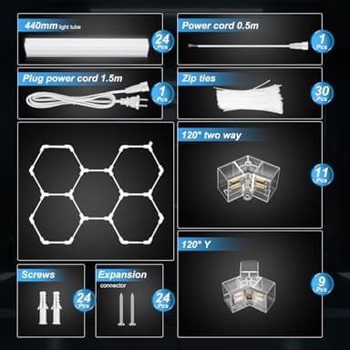 Hexagon Garage Lights 3 Level Dimmable, High Brightness 168W 5600 to 18480 Lumens 6500K Honeycomb Hexagon Led Garage Light 5 Grid for Garage, Auto Beauty Shop, Car Detailing Shop, Workshop - Image 2