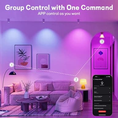 Smart Light Bulbs with Remote, 16Million Colors RGBW Dimmable WiFi Bluetooth Smart Bulbs Led Color Changing Light Bulbs Compatible with Alexa Google Home, A19, E26 9W 800 Lumens Equivalent 60W (4) - Image 9