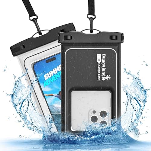 Waterproof Phone Pouch - 2 Pack IP68 Floating Waterproof Phone Case, Dry Bag Beach Cruise Essentials 2025 with Adjustable Lanyard for iPhone 16 Pro Max / 15 Pro / Galaxy S24 S23 (Black and White) - Image 1