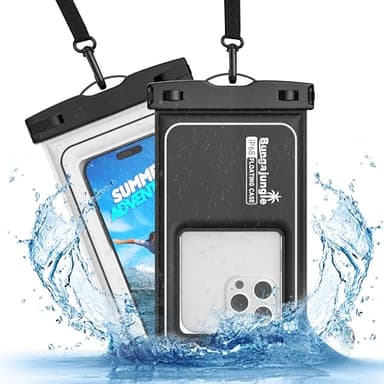 Waterproof Phone Pouch - 2 Pack IP68 Floating Waterproof Phone Case, Dry Bag Beach Cruise Essentials 2025 with Adjustable Lanyard for iPhone 16 Pro Max / 15 Pro / Galaxy S24 S23 (Black and White) - Image 1