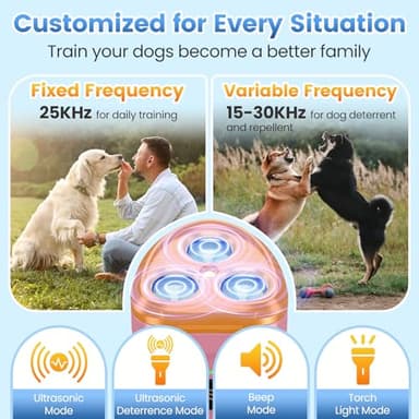 Dog Bark Deterrent Device, Anti Barking Device for Dogs 3X Ultrasonic to Stop Barking Neighbors Dog| 50ft Range, 5 Adjustable Modes, Flashlight & Beep | Safe & Effective for Small, Medium & Large Dogs - Image 5