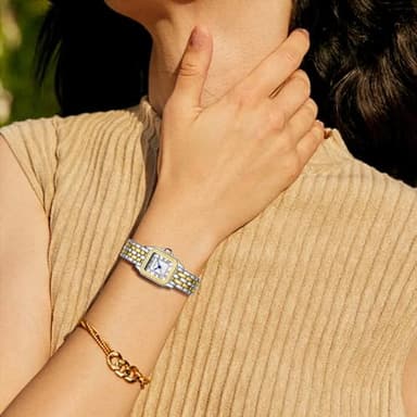 CHEETAH Watches for Women with Small Two-Tone Vintage Bracelet, Rectangular Case Roman Dial - Image 7