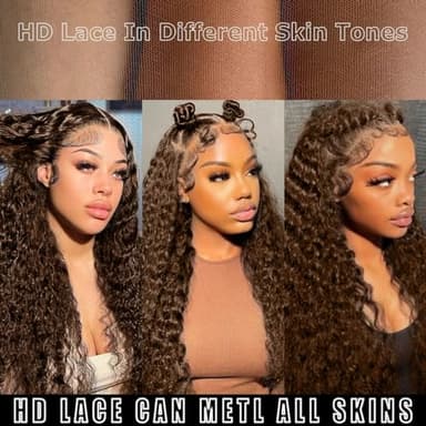 200 Density Chocolate Brown Lace Front Wig Human Hair 30 Inch 13x6 HD Deep Wave Lace Front Wigs Human Hair Colored Deep Curly Lace Frontal Wigs Glueless Wig for Woman Pre Plucked with Natural Hairline - Image 7