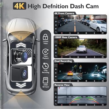 10.26" Portable Wireless Carplay Screen for Car, 4K HD Car Stereo Touch Screen with Apple CarPlay/Android Auto, 4K Dash Cam, 1080P Backup Camera, Mirror Link, Voice Control, Bluetooth, GPS, AUX/FM - Image 4