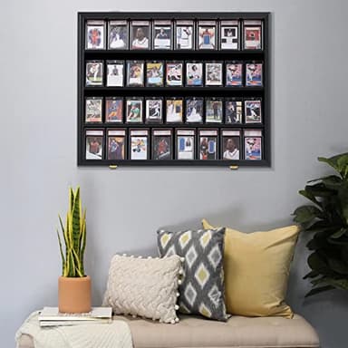 KCRasan 36 Graded Sports Card Display Case - Baseball Card Display Case Lockable - Collection Card Display, Wall Display Frame for Basketball Football Hockey Trading Cards with UV Protection Acrylic - Image 2