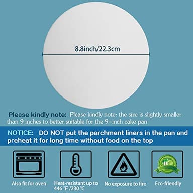 Baking Parchment Circles, Set of 100, 9 Inch Non Stick Round Parchment Paper for Springform Cake Tin, Toaster Oven, Microwave and so on - Image 2