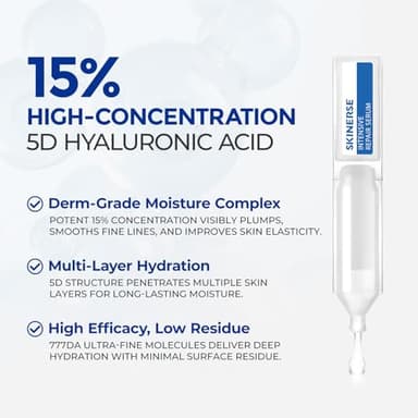 SKINERSE Intensive Repair Serum, 15%Hyaluronic Acid for Sensitive Skin Anti Aging Ultra Hydrating Serum for Face Calming Barrier Repair Redness Relief with Ceramides Centella 30Vials Daily Travel Care - Image 4