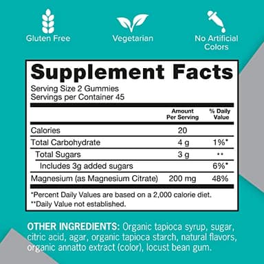 Qunol Magnesium Gummies for Adults, 200mg Elemental Magnesium (from 1,750mg Magnesium Citrate), High Absorption Magnesium Supplement, Supports Nerve, Bone and Muscle Health, Vegetarian, 90 Count - Image 6