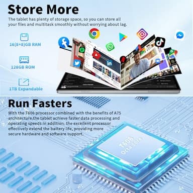 Android 14 Tablet, 10 inch Tablet with Keyboard, 16GB+128GB, 1TB Expand, Octa-Core, 2.4G/5G WiFi, 8000mAh, BT V5.0, GMS Certified, IPS Touch Screen, GPS, with Case, Mouse, Stylus(Black) - Image 4