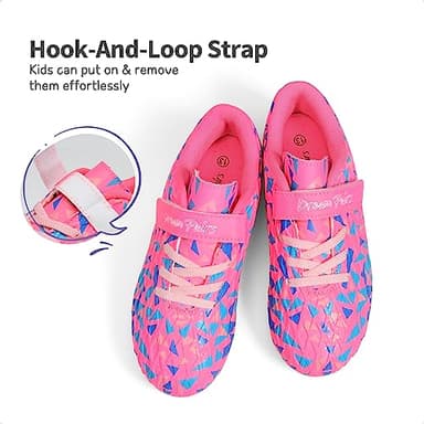 DREAM PAIRS Boys Girls Soccer Cleats Kids Football Shoes for Little/Big Kid SDSO2307K,Size 8 Toddler,Hot Pink/RoyalBlue - Image 3