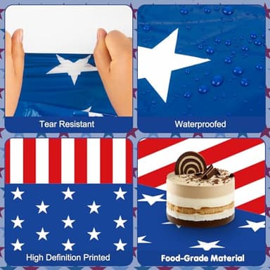 2 Pack 4th of July Tablecloth - Patriotic American Flag Table Cloth, Plastic Disposable Rectangle USA Star Stripe Table Cover for Memorial day, Fourth of July Independence Day Decorations, 54" x 108" - Image 5