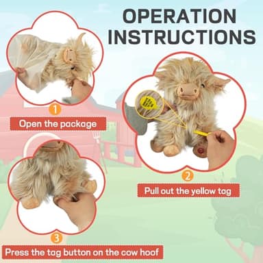 Tonpect Highland Cow Stuffed Animal with Mooing Sound, 9 inch Ginger Colored, Farm Cow Toy for Boys Girls Gift Decoration - Image 5