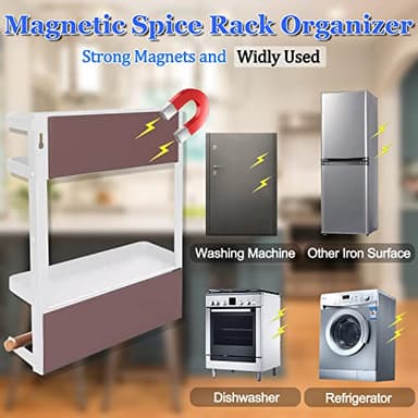 Dr.BeTree Magnetic Spice Rack for Refrigerator White Magnetic Paper Towel Holder for fridge Magnetic Shelf Magnetic Shelves Fridge Magnet Organizer Spice Rack Kitchen Organization Kitchen Storage - Image 6