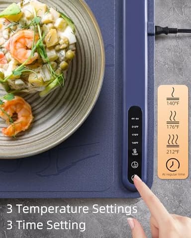 Silicone Electric Warming Mat for Food 3-Temperature,Food Warmer for Buffet Parties, Restaurants & Dinner, Easy-to-Clean Heating Tray to Keep Meals Warm 15.7”x23.6”(surfing&blue) - Image 3