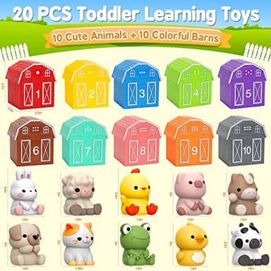 Learning Toys for 1,2,3 Year Old Toddlers, 20Pcs Farm Animals Toys Montessori Counting, Matching & Sorting Fine Motor Games, Christmas Birthday Easter Gift for Baby Boys Girls Age 12-18 Months - Image 5