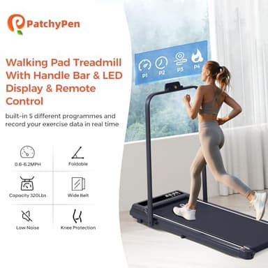 Walking Pad with Handle Bar, 3.0HP Foldable Folding Treadmills for Home Small, 3 in 1 Portable Treadmill with Handles, Small Walking Pad Treadmill Home with Remote Control, 320LB Capacity - Image 5
