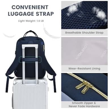 LOVEVOOK Laptop Backpack for Women,15.6 Inch Laptop Computer Bag Travel Backpack Purse,Waterproof Work Business Backpack - Image 6