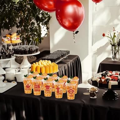 JOYIN 48 Pcs Red Class of 2025 Graduation Party decorations Cups, 16 Oz Disposable Plastic Cups, Grad Decor Party Supplies with 24 Fun Designs for College & High School Celebrations - Image 4